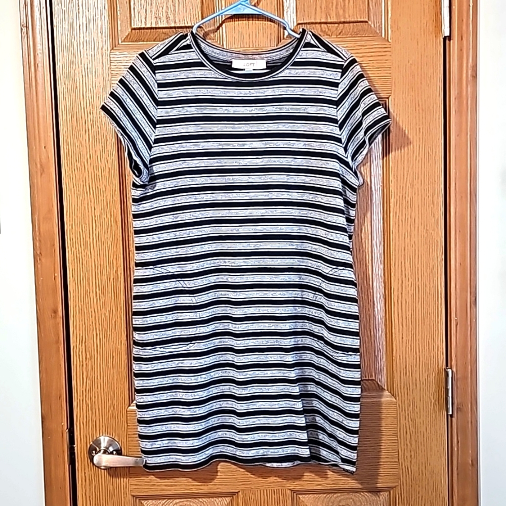 Loft striped dress black and white medium
